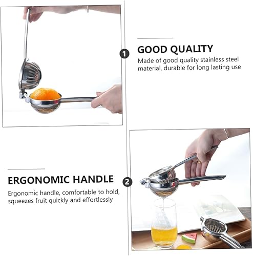 Miniatura 3 de Exprimidor manual de limón de acero inoxidable, exprimidor de frutas de mano para uso en cocina, material grueso resistente, fácil de apretar,
