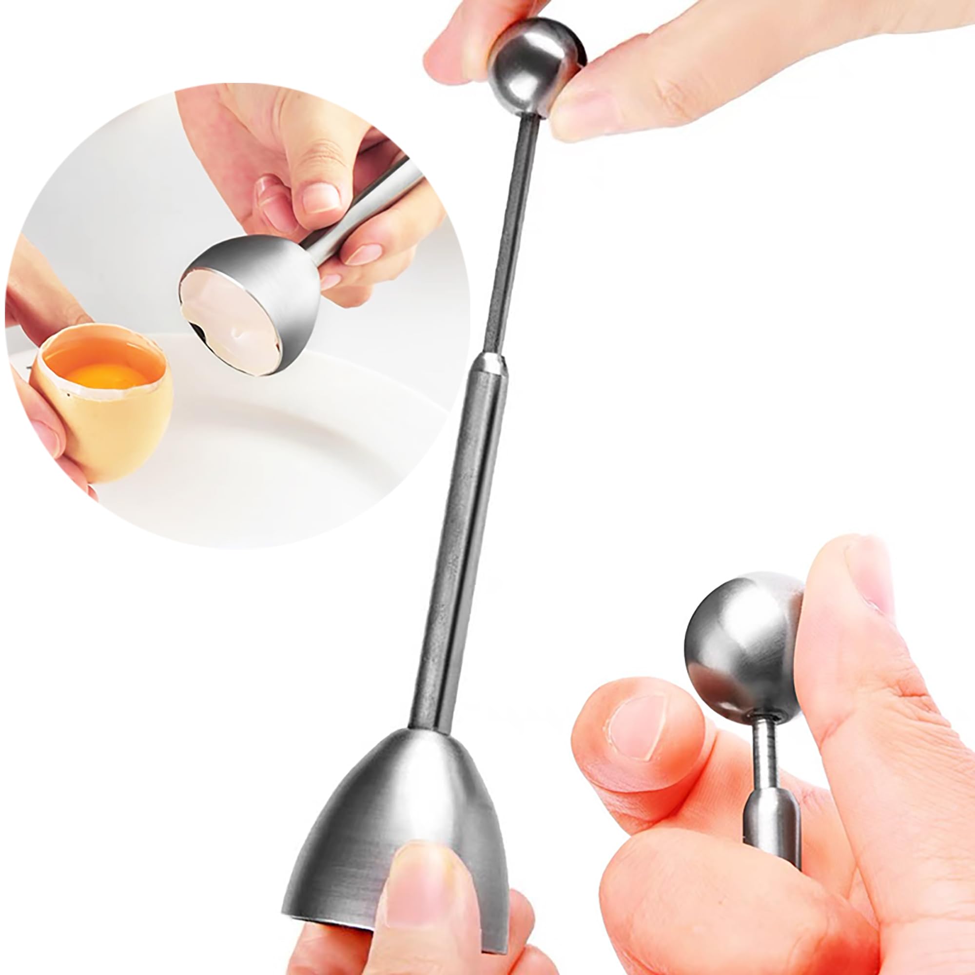 Abridor Separador de cáscara de Huevo de Acero Inoxidable,Cortador de Ccáscara, para Hervidos, Duro, Crudo o Blando