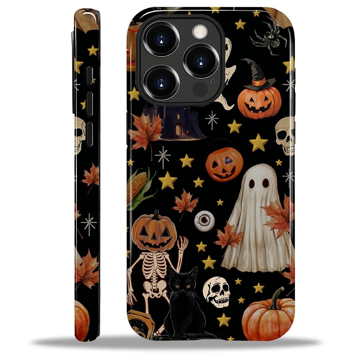 for iPhone 14 Pro Max Case for Women Girl Men Boy, Compatible with MagSafe, Shockproof Soft Silicone & Hard PC Shell Protective Case for iPhone 14 Pro Max - Vintage Scary Halloween Skull Vintage Scary Halloween Skull IPhone 14 Pro Max