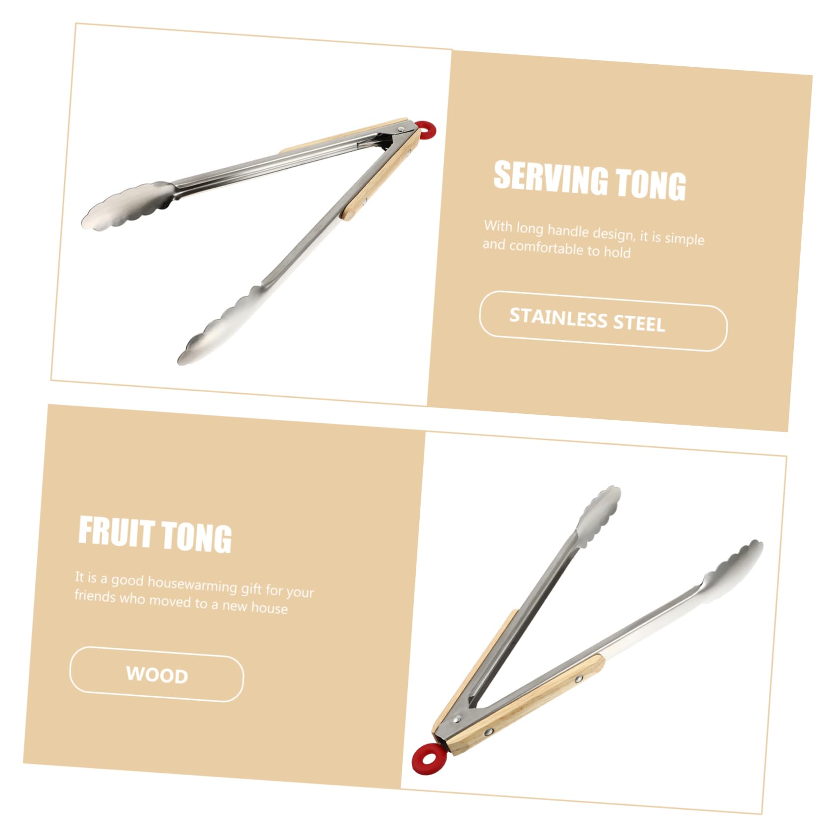 Cabilock Bread Clip Stainless Steel Sugar Tong Fruit Tong Long Handle for Kitchen Use