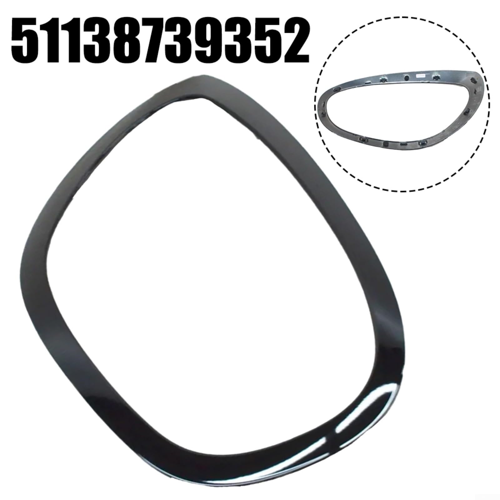 Coppia di anelli di ricambio per fari in ABS nero, per BMW-Mini Countryman F60 2016-2021 OE 51138739351/51138739352