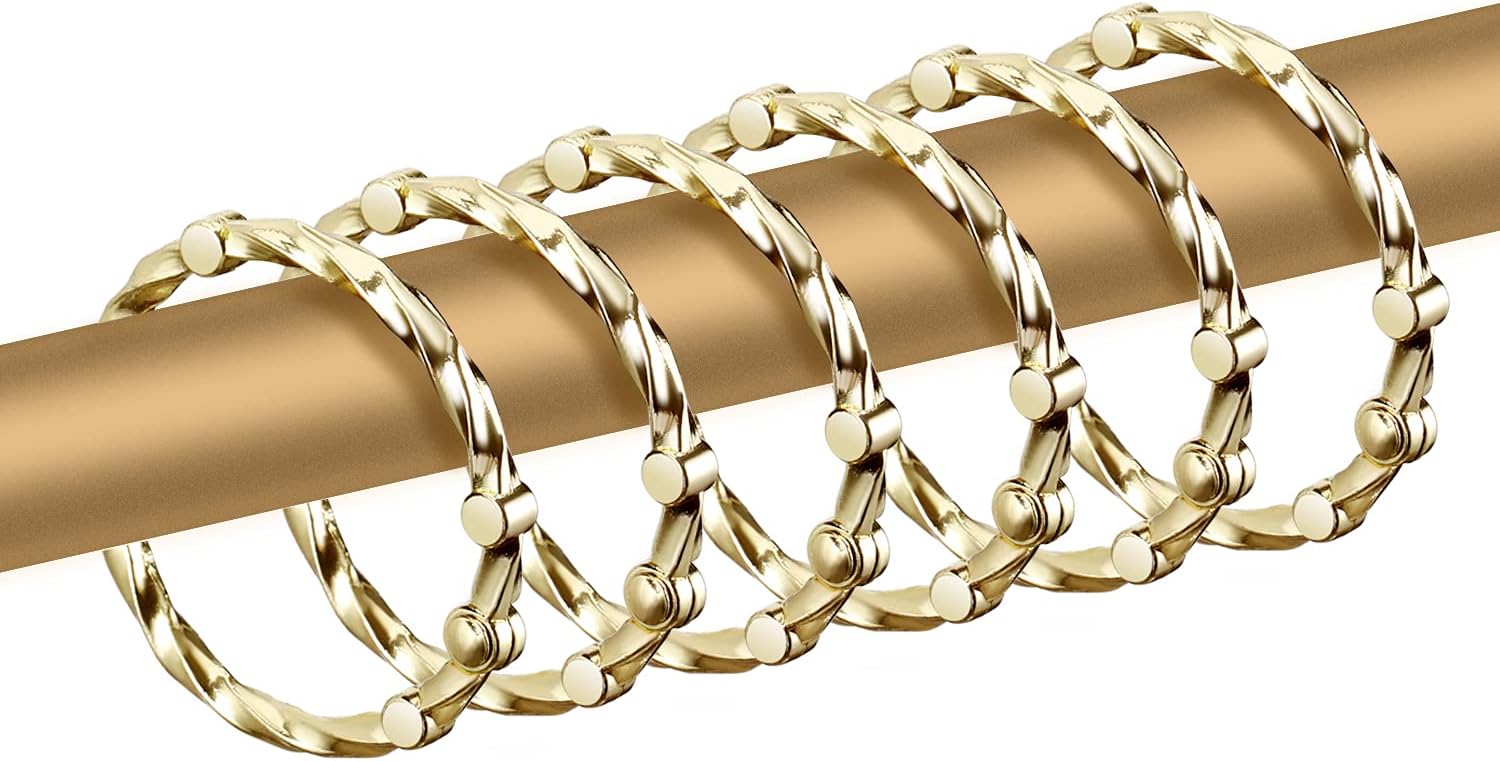 CHICTIE Gold Shower Curtain Rings, Brass Rustproof
