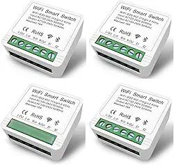 Kit 4 Mini Interruptor Inteligente Smart Switch 16A Wifi Automação Residencial Alexa Google Compativel com Smart Life e Tuya