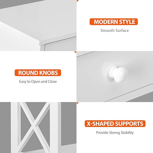 Miniatura 5 de SUPER DEAL Mesa consola de 3 niveles con cajón, mesa de entrada estrecha de madera de 39 pulgadas, mesa auxiliar para sala de estar, dormitorio,