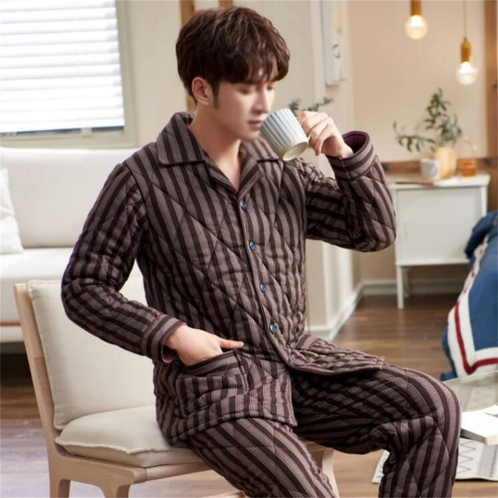 Three-layer Padded Jacket Men's Pajamas Cotton Thickened Winter Home Service Suit