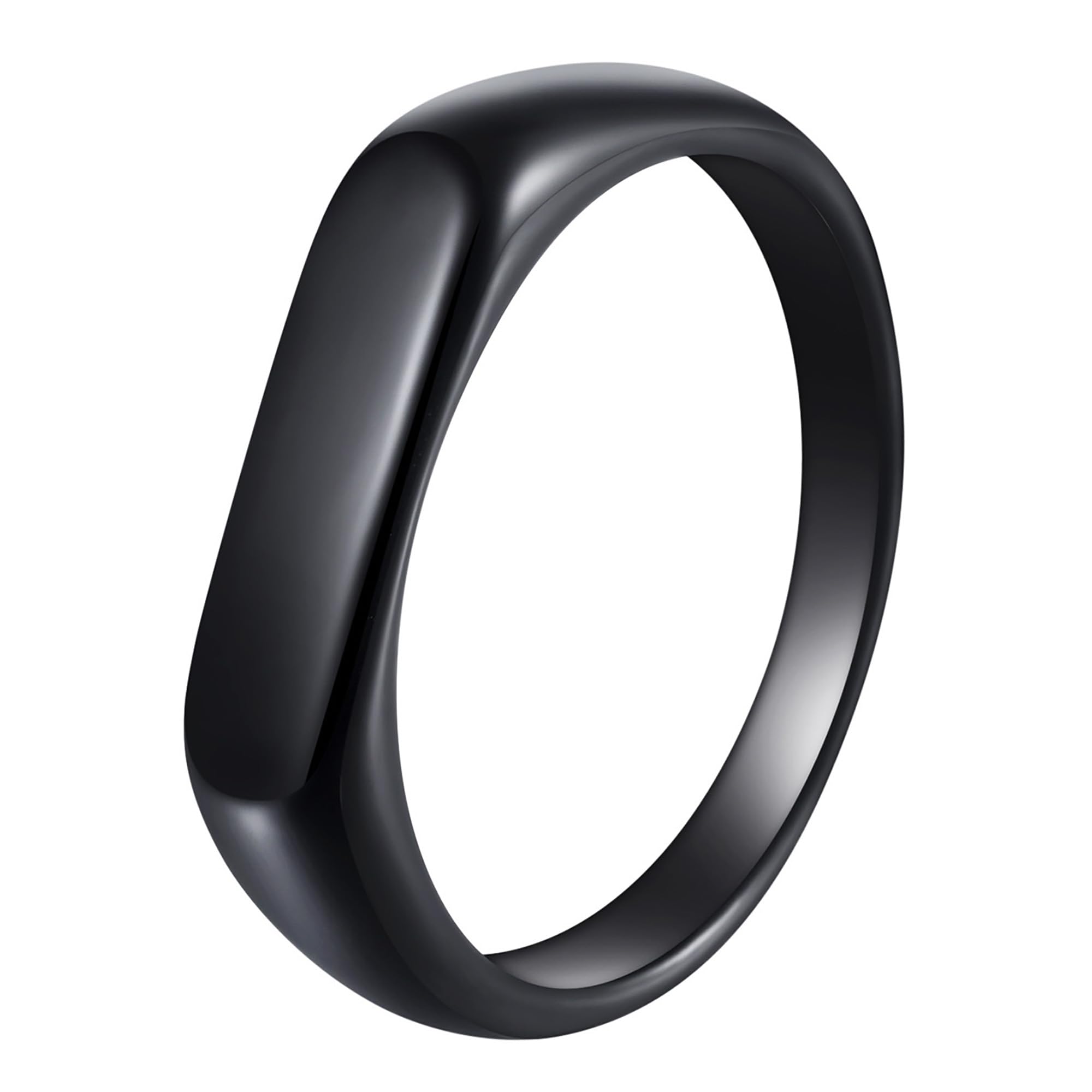 Udolfly Mens Signet Rings Square Pinky Ring for Men Women Stainless Steel Plain Ring, Gift for Dad Friends