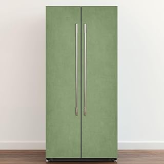 Self Adhesive Vinyl Refrigerator Wrap Khaki Green Olive Grunge Texture Vignette Matte Dirty Minimalism Door Mural Sticker Peel and Stick Removable Door Cover Fridge Wrap Decal for Kitchen Decor