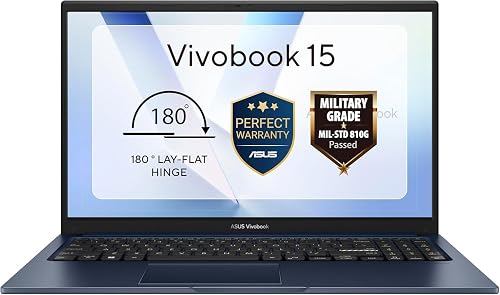 ASUS VivoBook 15 X1504 Notebook, Intel Core 7-150U, 8GB DDR5 RAM, 512GB SSD, 15.6 Inch FHD Display, Windows 11 Home, Wi-Fi 6, Quiet Blue