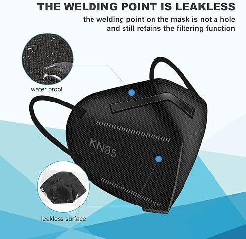 Miniatura 2 de Mascarillas KN95 negras, 60 unidades, 5 capas de copa 3D antipolvo, envueltas individualmente, filtro de más del 95%, para todas las edades, escuela