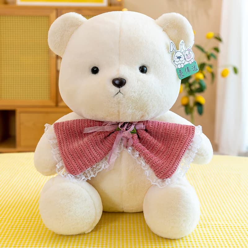 Lindo Oso de Peluche de Juguete Abrazo Muñeca de Oso de Peluche Almohada de Oso de Peluche Muñeca de Animales de Peluche para niños Parejas Regalos de cumpleaños de Navidad Blanco-Niña 50cm