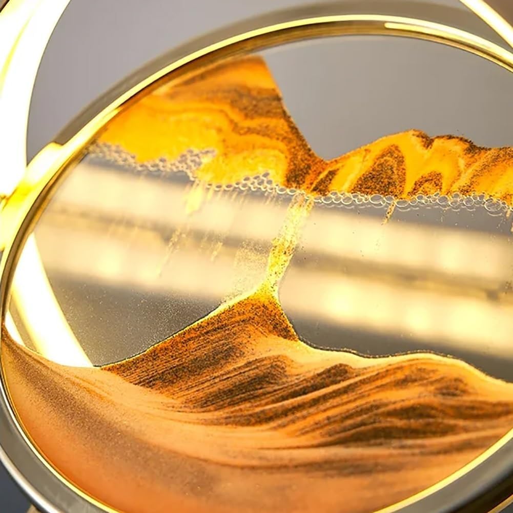 Moving Sand Art Decor Lamp, Deep Sea Dynamic 3D Sandscapes Pictures In Motion Office Desktop Art Decor For Table Toys And Decoration, Relaxation, Rotatable Quicksand Painting Light(Purple,White Frame)