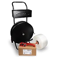 Vista 14 de IDL Packaging Kit de flejado de cable tejido portátil de 1/2 pulgada x 1500 pies, resistencia a la rotura de 650 libras - Solución completa