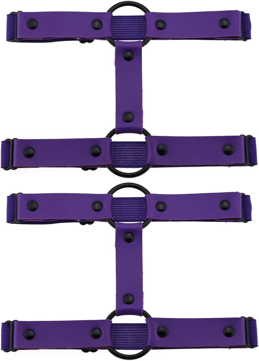 Adjustable Elastice Leather Leg Harness Garter Women Sexy Punk Rock Rivet Strappy Leg Ring 2pcs