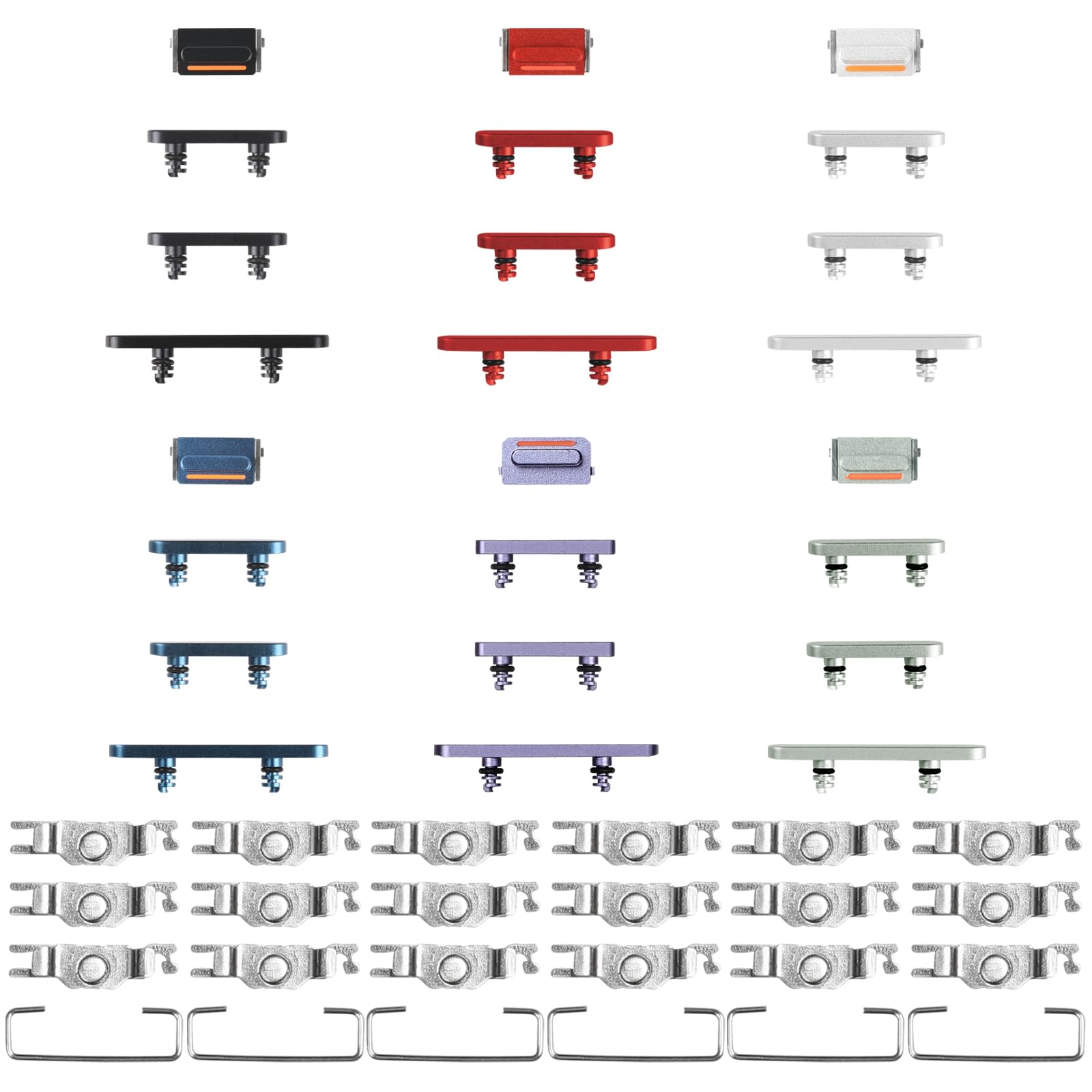 RisidamoySide Button 6 Color for iPhone 12 Purple Blue Green Red White Black Volume Button Power Button with Hook and Buckle Detachable Button Mute Key Repair Replace Parts A2172 A2402 A2403 A2404