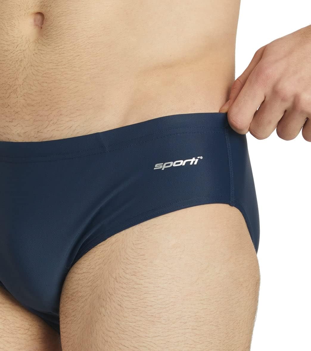 Sporti Antifog S2 Goggles & Solid Swim Briefs - Navy - 32 (Clear Lens/Black Frame)