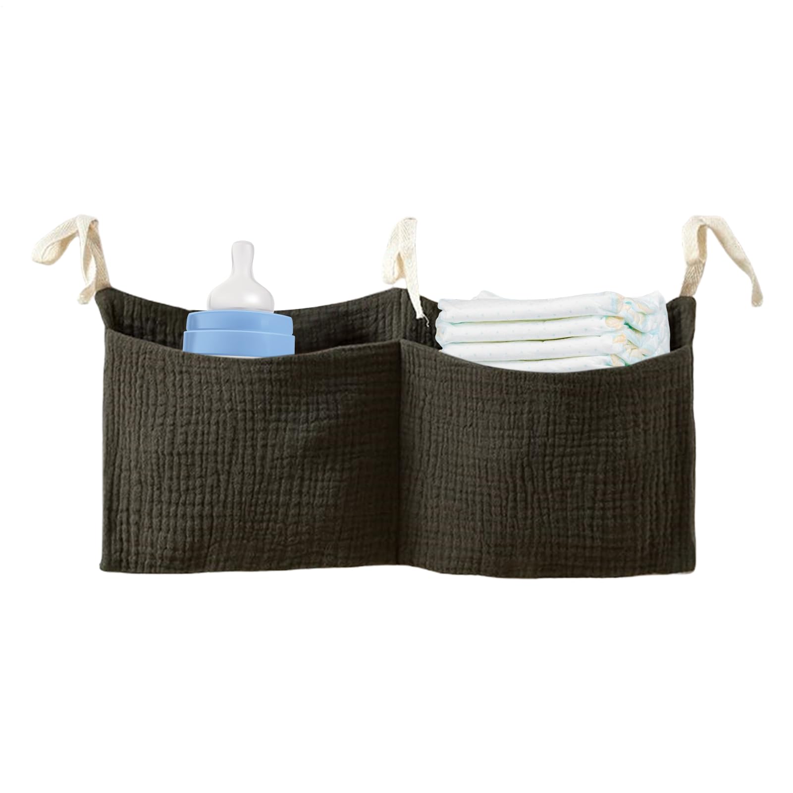 Whnbuij Bassinet Storage Caddy | Crib Bedside Pocket | Lightweight Nursery Organization for Books Milk Bottles Wipes Tissues Accessories