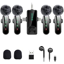 3 in 1/Four in one Wireless Lavalier Microphone for iPhone,iPad,Android,Camera,computer,mini Noise Reduction Recording Mic Ultra-Low Delay,for Vlog/ TikTok/YouTube Live Stream Upgrade 4mic
