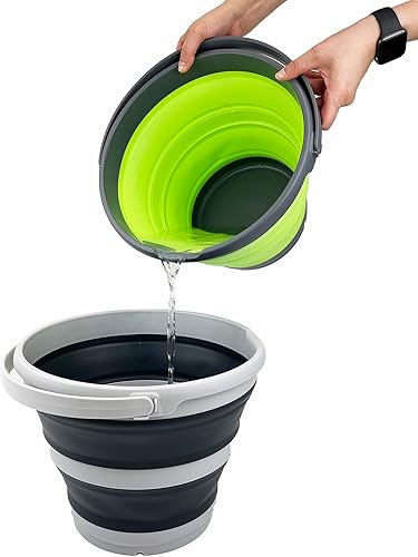 Miniatura 53 de SAMMART Cubo de plástico plegable de 10 L (2.6 galones), bañera redonda plegable, cubo de agua portátil para pesca, bote de agua para exteriores