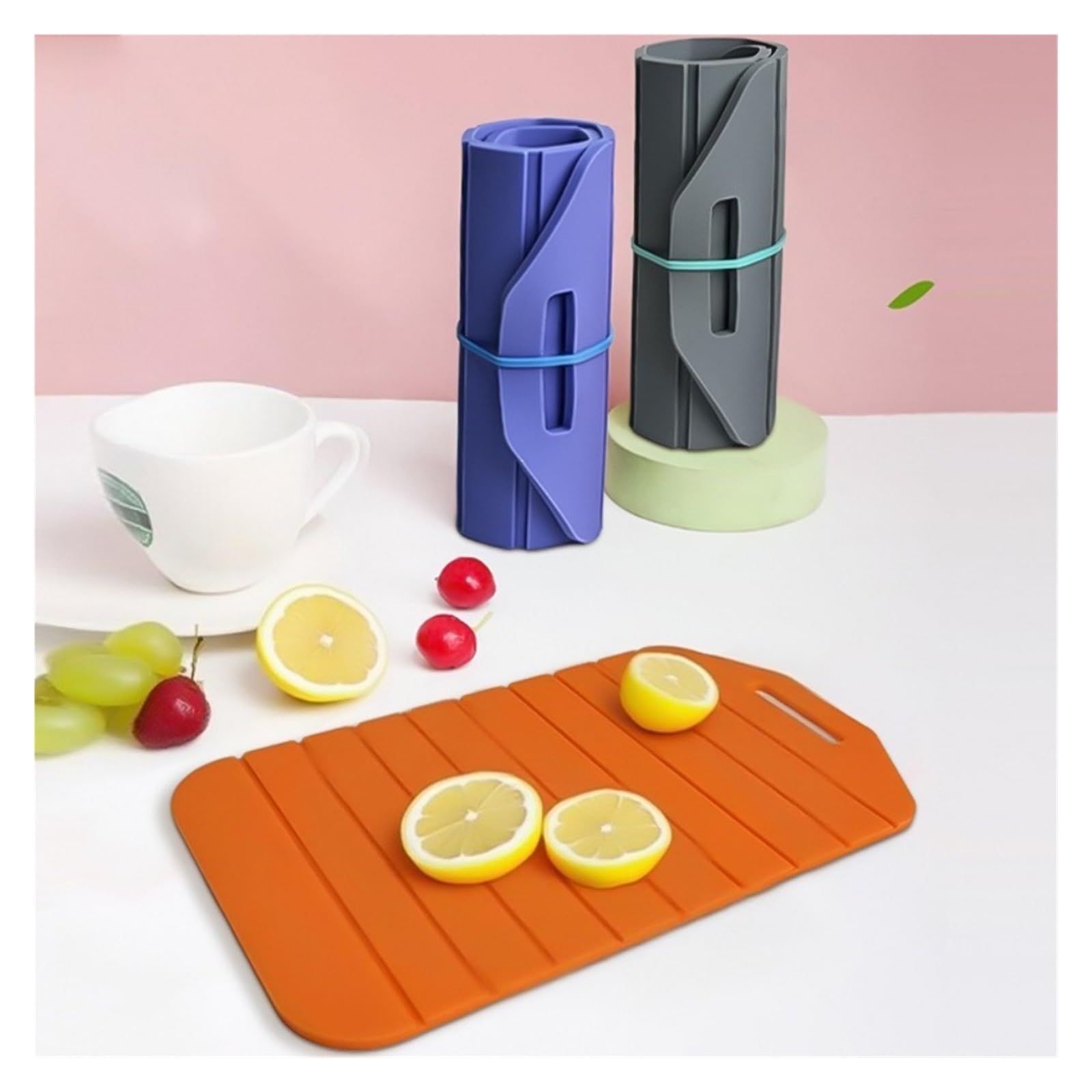 Tabla De Silicona Tabla de cortar de cocina plegable de doble cara, almohadilla for exteriores, versátil for el hogar, Camping, apartamento, mostrador(Black)