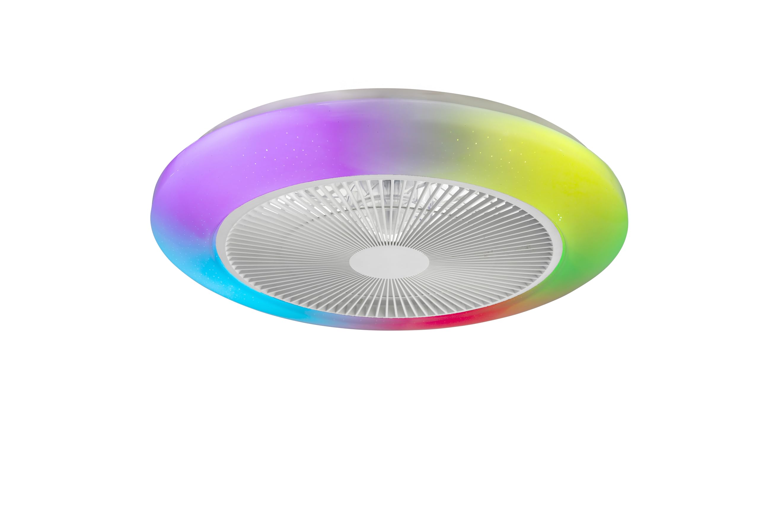 DUPI Ventilador de Techo con Luz Led RGB SLIM ENERGY AIR | 6 Velocidades | Mando a Distancia | Plafón 50 cm | Motor DC Silencioso | Luz LED RGB | PVC (Blanco)