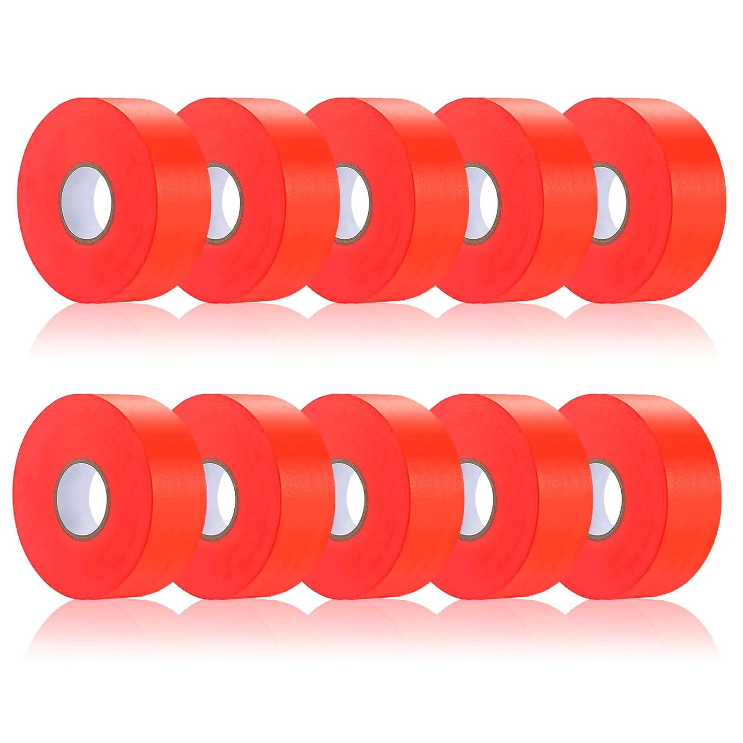 10 Pack Orange Flagging Tape, Non-Adhesive Plastic Ribbon Neon Marking Roll,1inch*2000ft, Marking Tape for Tree Marking, Hunting, Boundaries and Hazardous Areas,Trail Marking