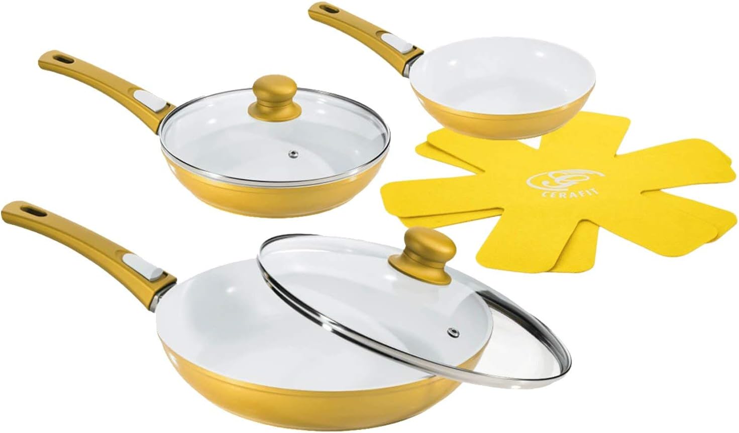 Genius A24590 Pan Set, Ceramic, Gold, 32 x 31.5 x 13.7 cm 7 Units