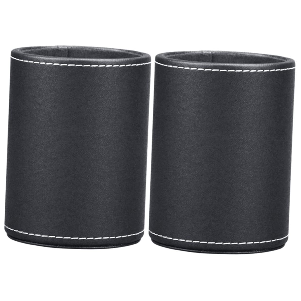Porte-stylo cuir ronde sophistiqué avec finitions soignées comme accessoire de décoration