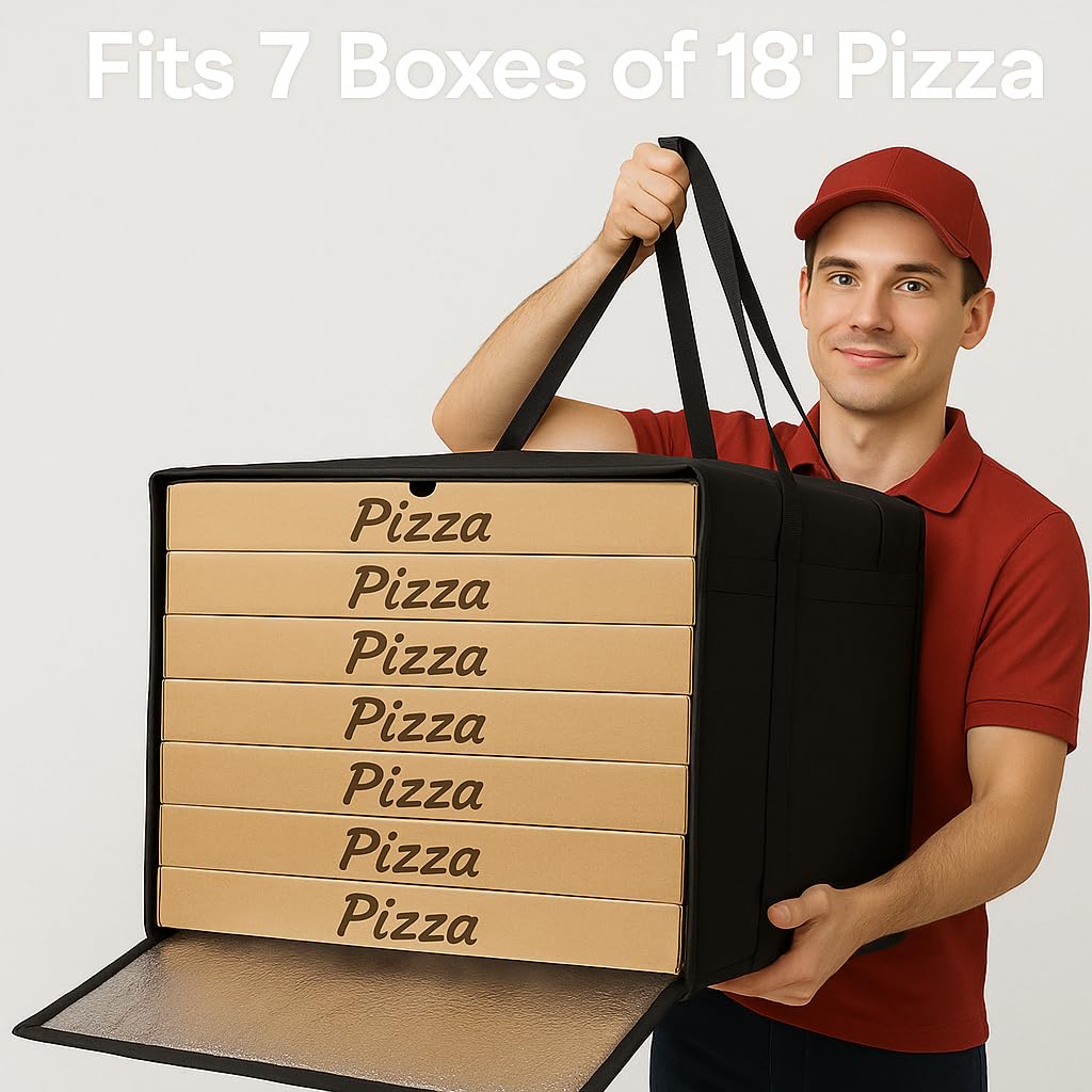 Bodaon Bolsas aisladas para Entrega de Pizza, Bolsa de Entrega de Alimentos, Color Negro