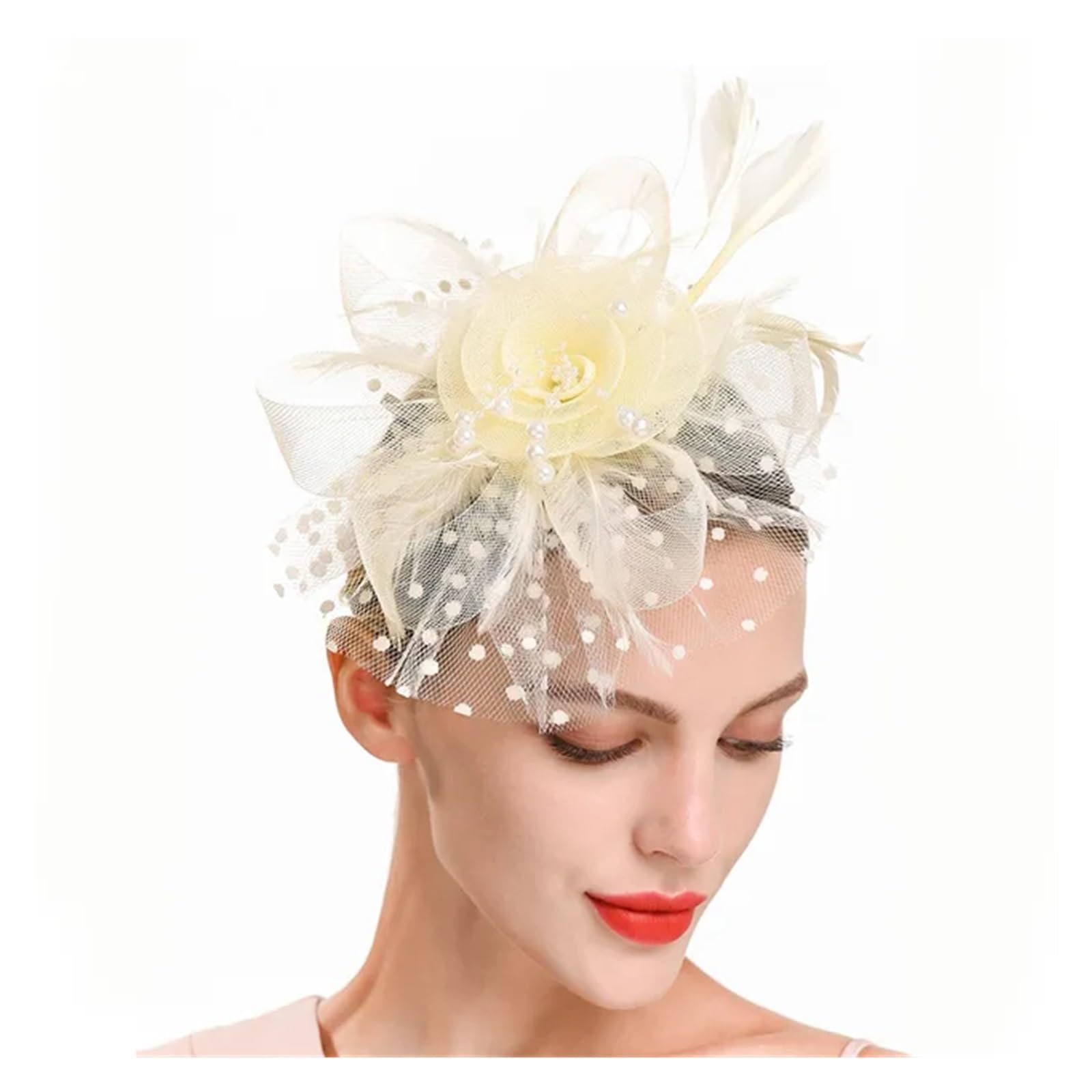 UALXPAO Wedding Hats Vintage Fascinators For Women Ascinator Hats For Wedding And Church Headband Hat Caps Tea Party for Tea Party,Weddings(Color6)