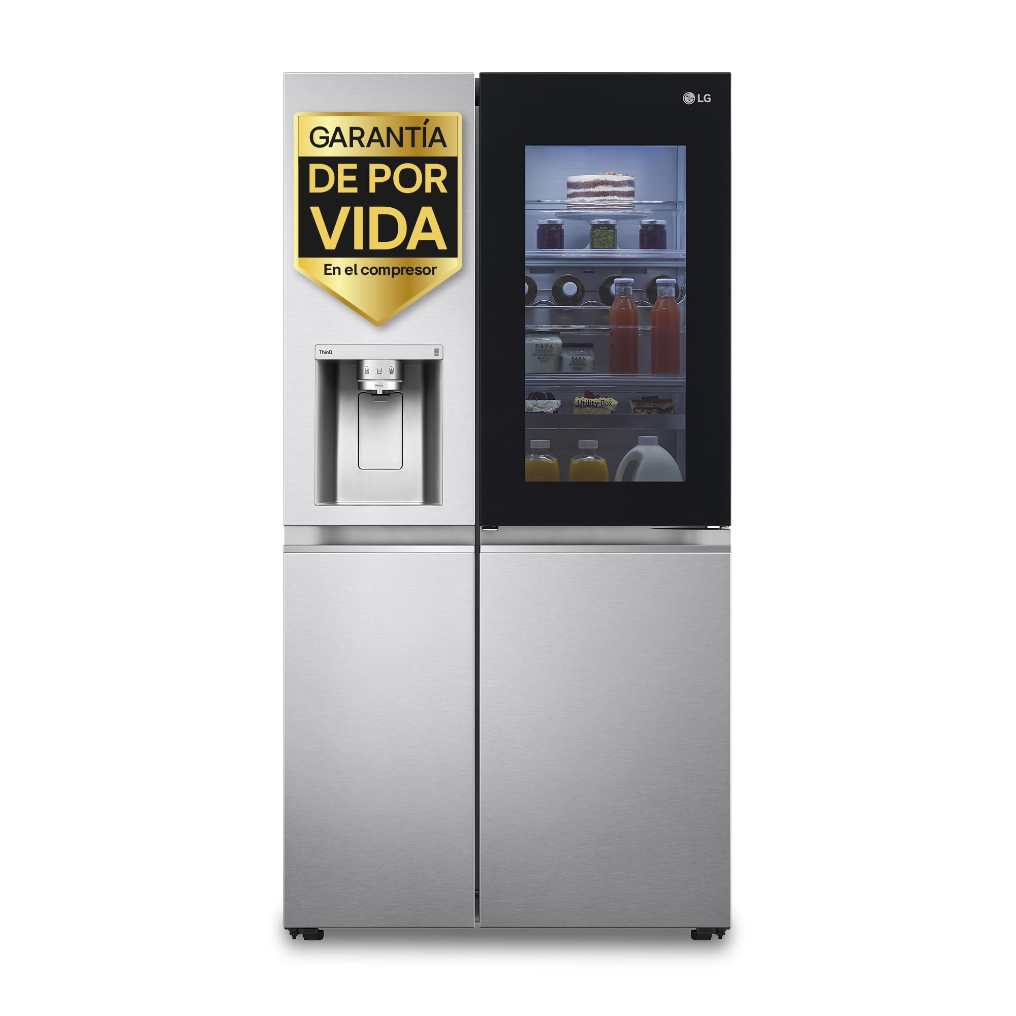 LG GSXV91BSAE - Frigorífico Side By Side, Serie 900, Instaview Door-in-Door, Fresh Balancer, Clasificación E, 635 L, Sin Toma de Agua, Inox Antihuellas