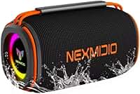 Caixa de Som Bluetooth 5.3 IPX6 À Prova d‘Água com Graves Potentes, Bateria de Longa Duração, Rádio FM, Microfone Embutido, Cartão TF, USB, TWS Estéreo - Preto Portátil (B)