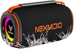 Caixa de Som Bluetooth 5.3 IPX6 À Prova d‘Água com Graves Potentes, Bateria de Longa Duração, Rádio FM, Microfone Embutido, Cartão TF, USB, TWS Estéreo - Preto Portátil (B)