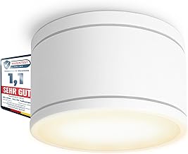 SSC-LUXon CELI-WX Aufbaustrahler flach IP44 für Bad & Außen mit LED GX53 wechselbar 5W warmweiß 230V - Aufbauspot weiß rund