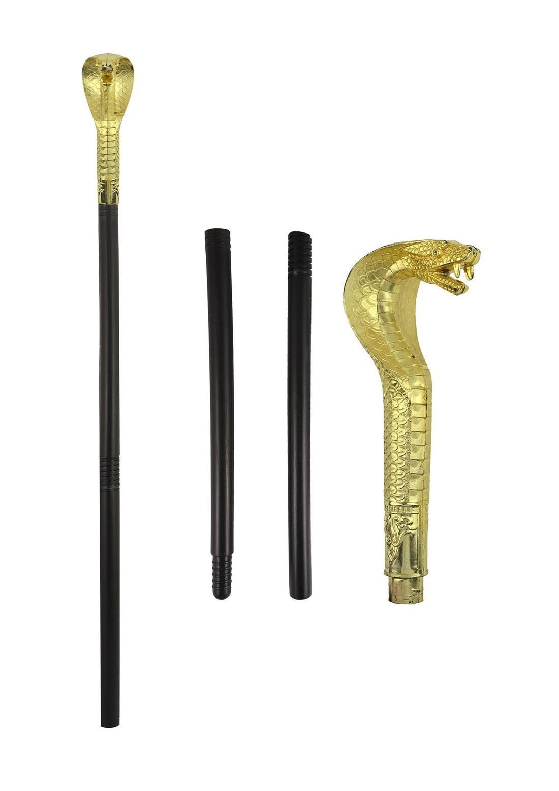 Islander Fashions Mens Stick Pimp, Snake Scepter Cane with Gold Top Novelty Party Accessory One Size (Snake Scepter Cane) One Size
