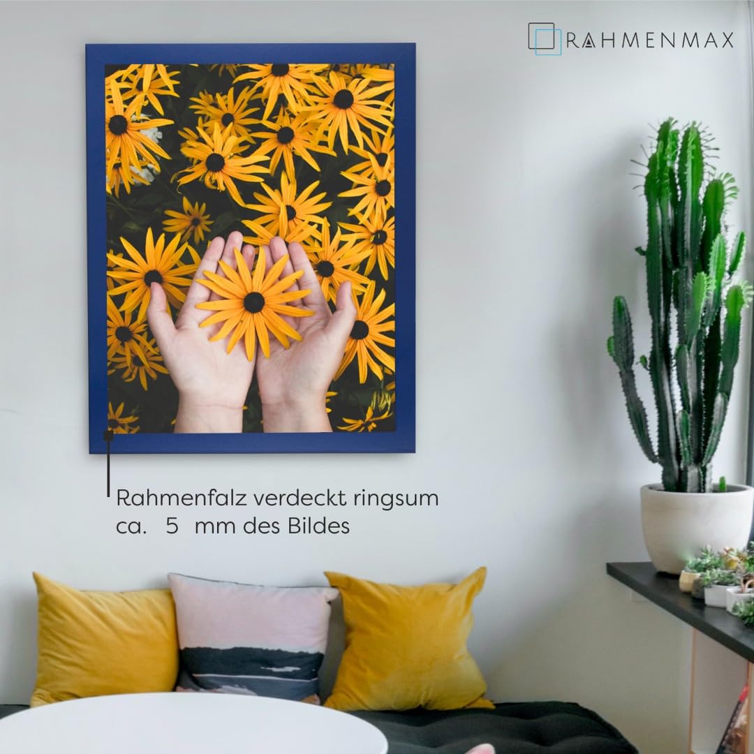MDF Rahmen Skane für Bild 48x64cm Ozeanblau mit Acrylglas