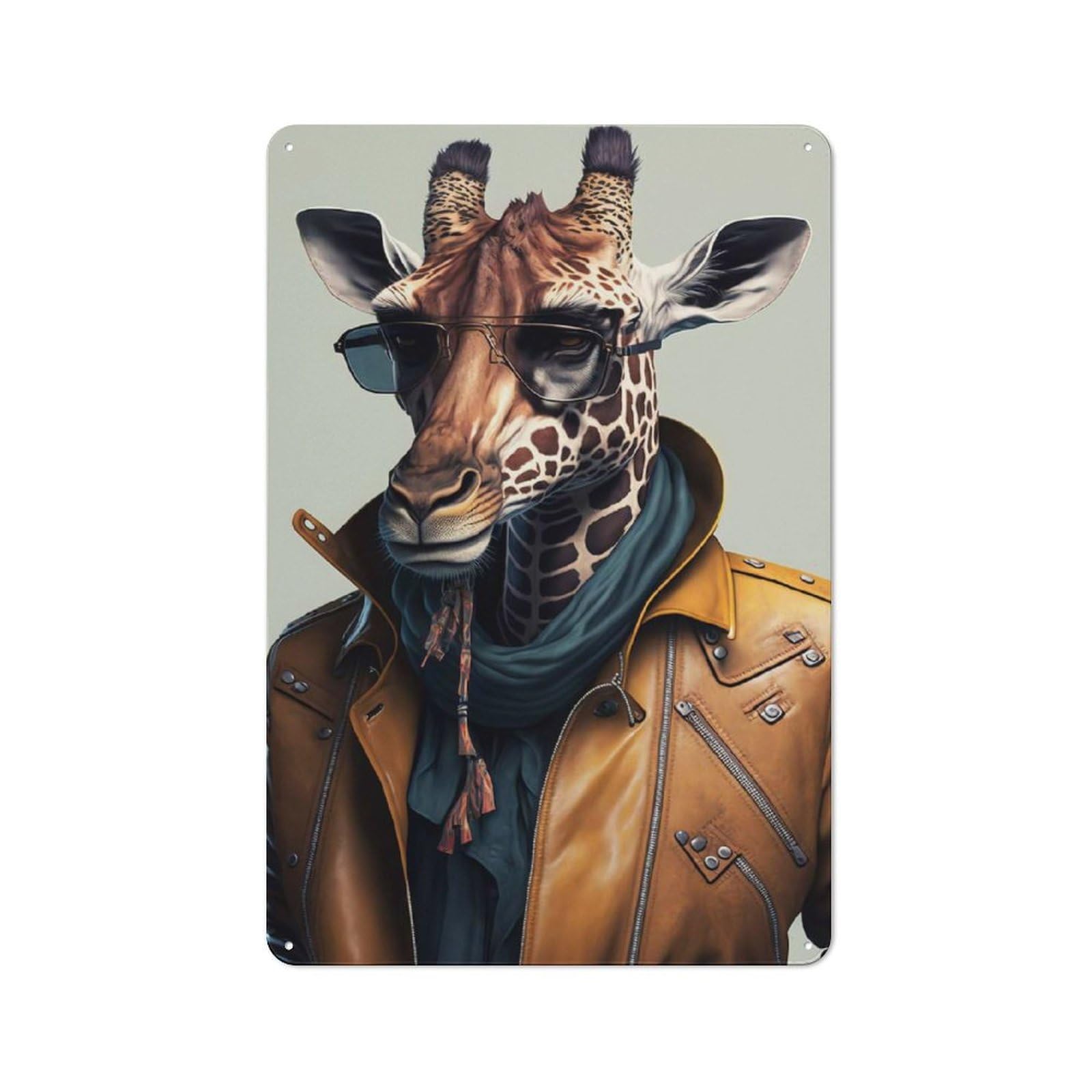 Junmoney Style Workshop Garage Metal Sign 30X20cm Featuring Street Smart Giraffe, Industrial Wall Art For Workshop, Basement, Shed Or Games Room