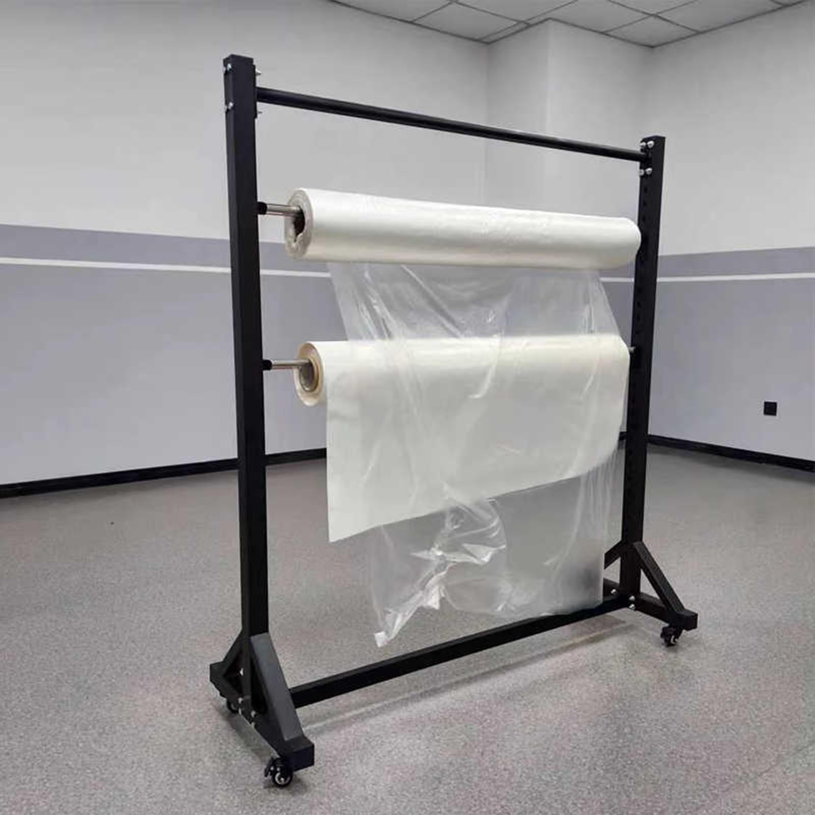 Generico Organizzatore per Rotoli di Tessuto Commerciale Resistente, Contenitore Mobile per Vinile e Pelle con aste Regolabili per Carta da Parati e pellicole per finestre - 160x50x140 cm, 7 aste