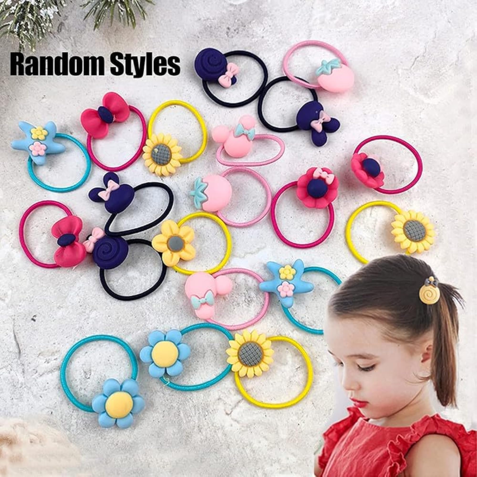 20pcs Cartoon Mini Hair Tie Bands for Kids