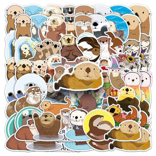 2 X 50 Pezzi Adesivi Eurasian River Otter, Adesivi Otter Pack, Eurasian River Otter Sticker Set, Adesivi Impermeabili in Vinile per Computer Portatile Auto Moto Skateboard Bagagli Valigia