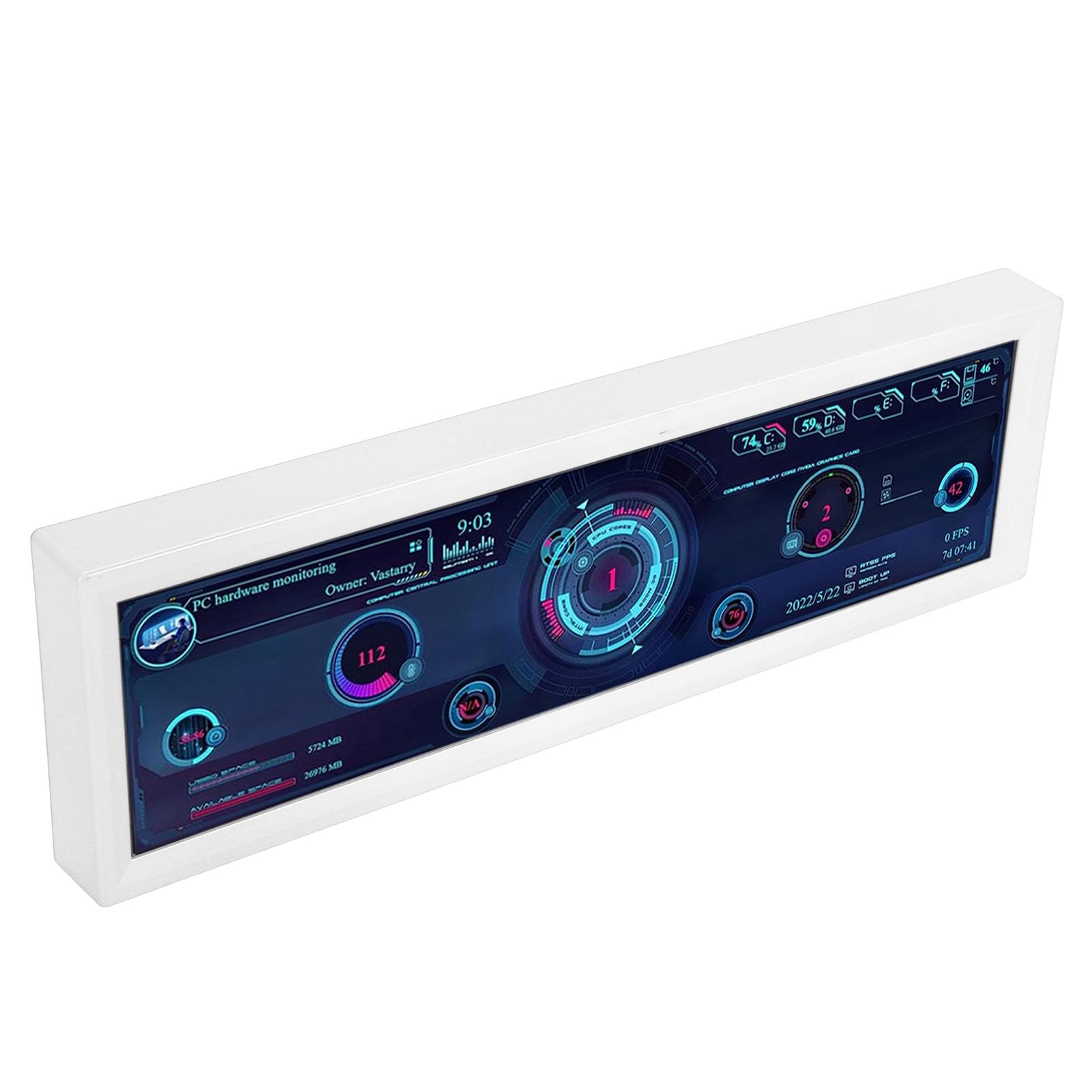 SIXRUN Display della Temperatura del PC da 8,8 Pollici, LCD IPS HD Professionale, Schermo Secondario per i Dati della CPU, Ideale per Programmatori e Giocatori (WHITE)