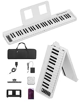 Amazon | 電子ピアノ 61鍵盤 折り畳み 初心者 練習用 軽量