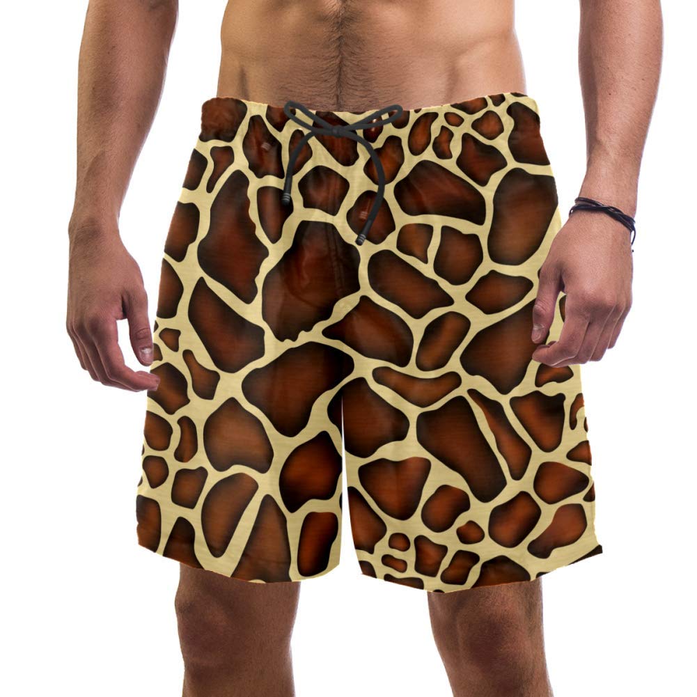 Eslifey Men's Multi Man Beach Shorts Giraffe Skin Pattern Swim Trunks Elastic Swimsuit Board Shorts For ,Xl