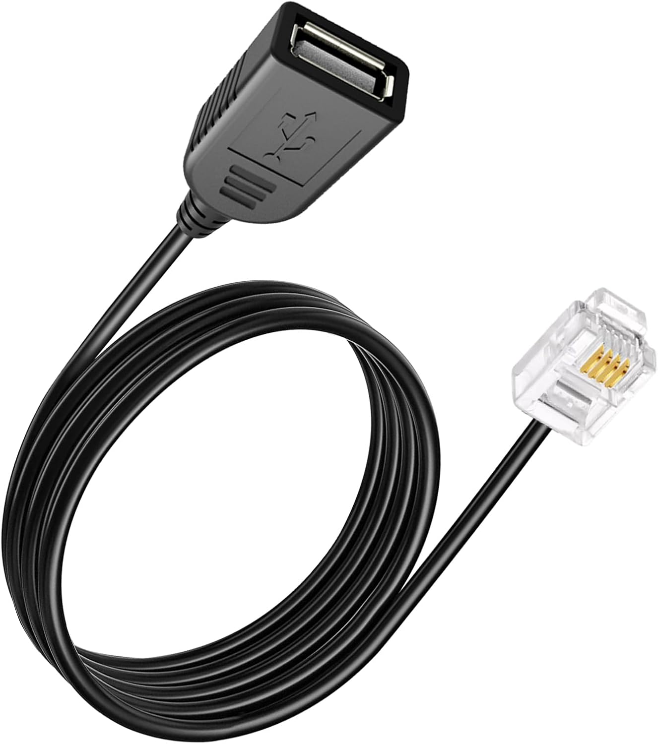 PLEASANTLY RJ116p4c Male to USB Female, RJ11 to USB Modem Adapter, Used for Telephone Interface Testing Connectors, Telephone Communication, Fax Machines, Modem Adapters (100cm)