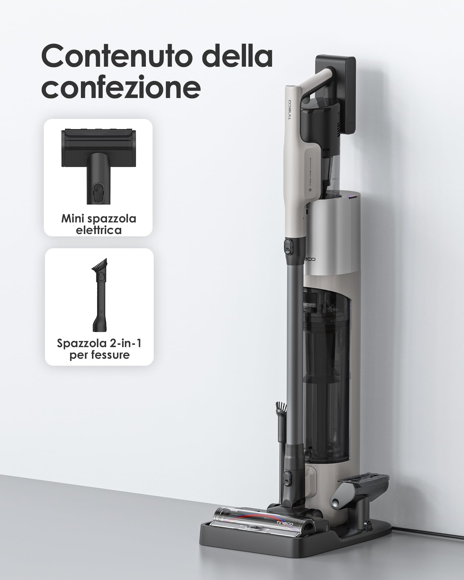 Tineco Pure One Station 5 Pro Raccolta automatica della polvere. Auto-pulizia completa. Aspirapolvere Senza Fili 200AW*. Spazzola ZeroTangle. Fino a 100 minuti di autonomia
