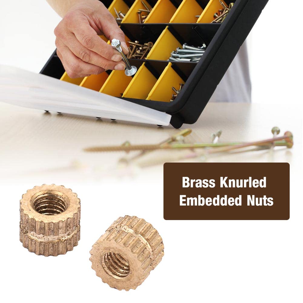 50Pcs Brass Insert Round Cylinder Embedded Knurled Nut Inserts (M3*5 * 5.3 (50pcs))