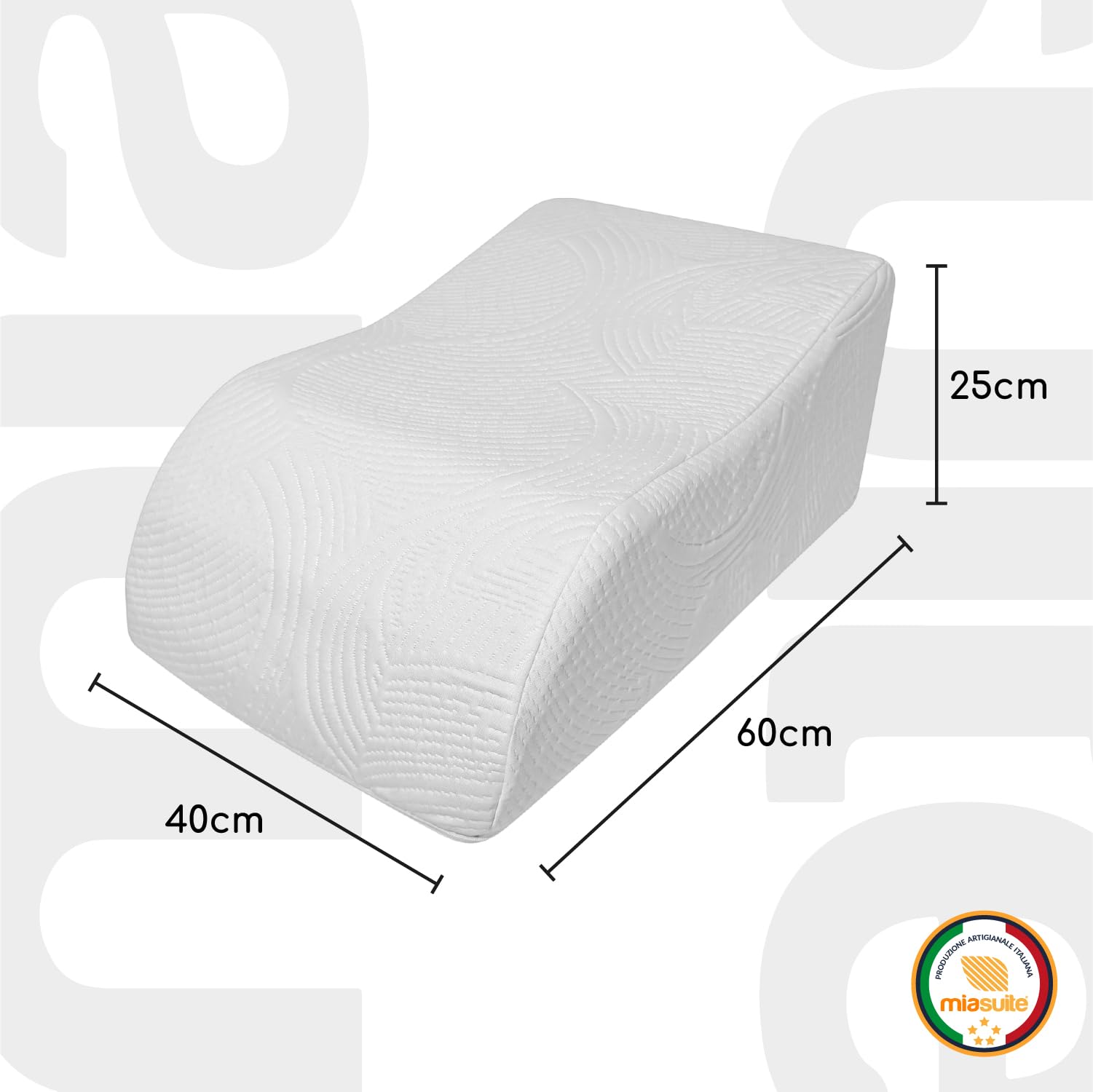 Cojín de lectura | para cama y sofá | Cojín para piernas, elevador de piernas desenfundable | Soporte lumbar | Cojín de espuma | Relaja y mejora la circulación sanguínea | 100% Made in Italy