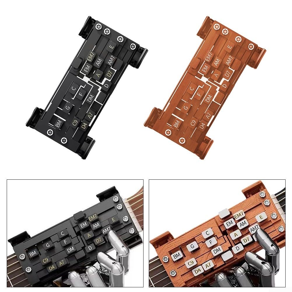 Prensador de acordes de guitarra, accesorios de guitarra, entrenador de acordes de ayuda de guitarra, instrumentos musicales de cuerda herramienta de aprendizaje de guitarra (marrón)