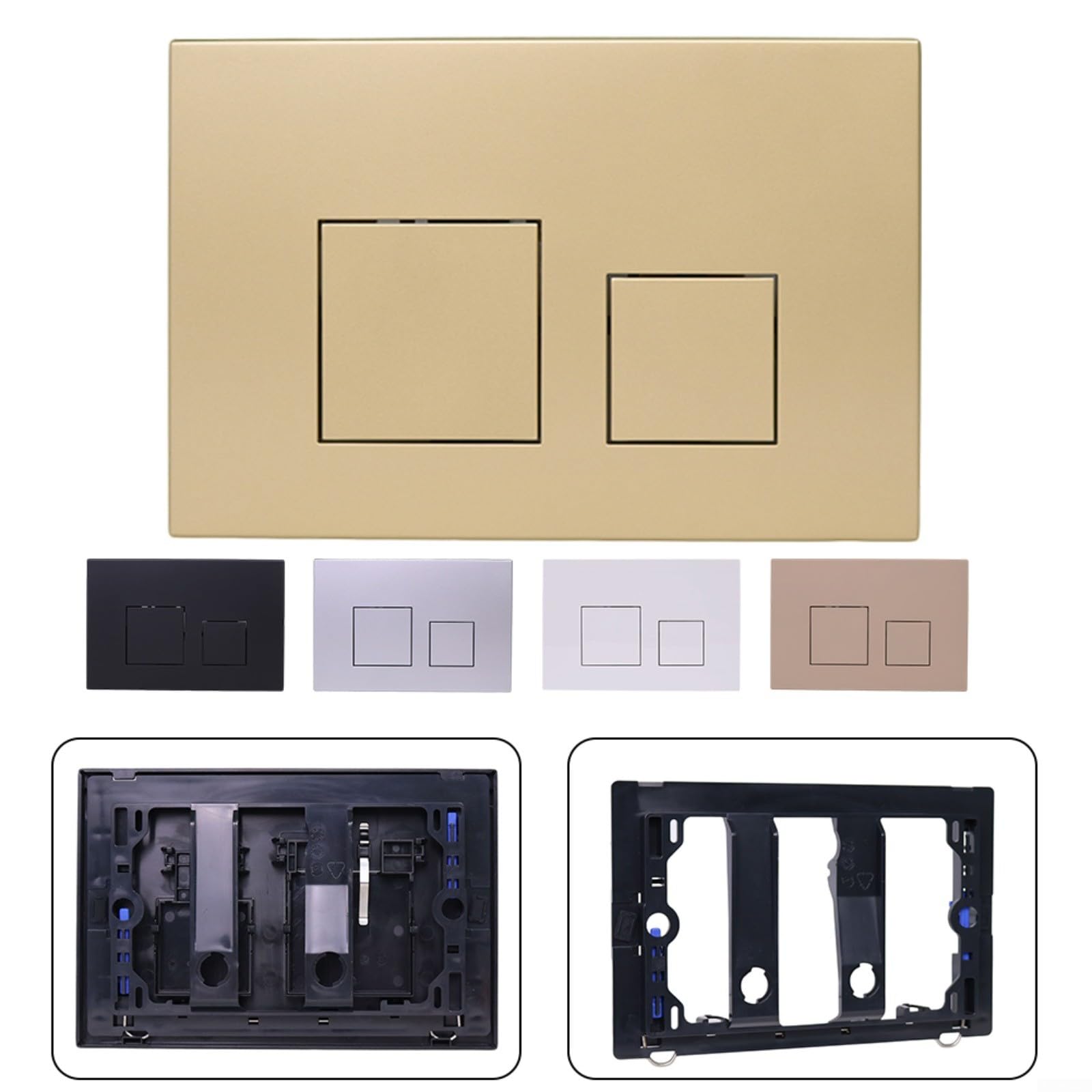 Doppia piastra di risciacquo per Geberit Sigma01 Sigma20 Sigma21 Sigma30 Sigma50 UP300 - Piastra di risciacquo con bottoni, telaio cromato (oro)