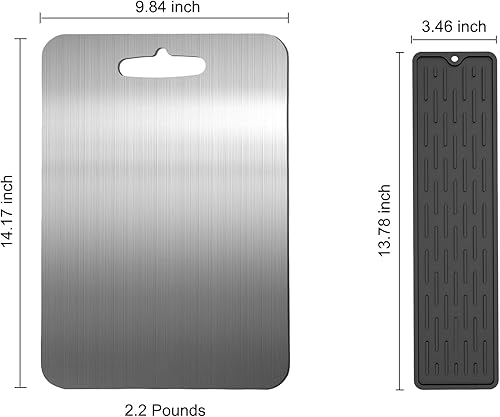 Miniatura 2 de Mojuoii Tabla de cortar de acero inoxidable para cocina, tabla de cortar de acero inoxidable 304, tabla de cortar de metal con acabado de borde con
