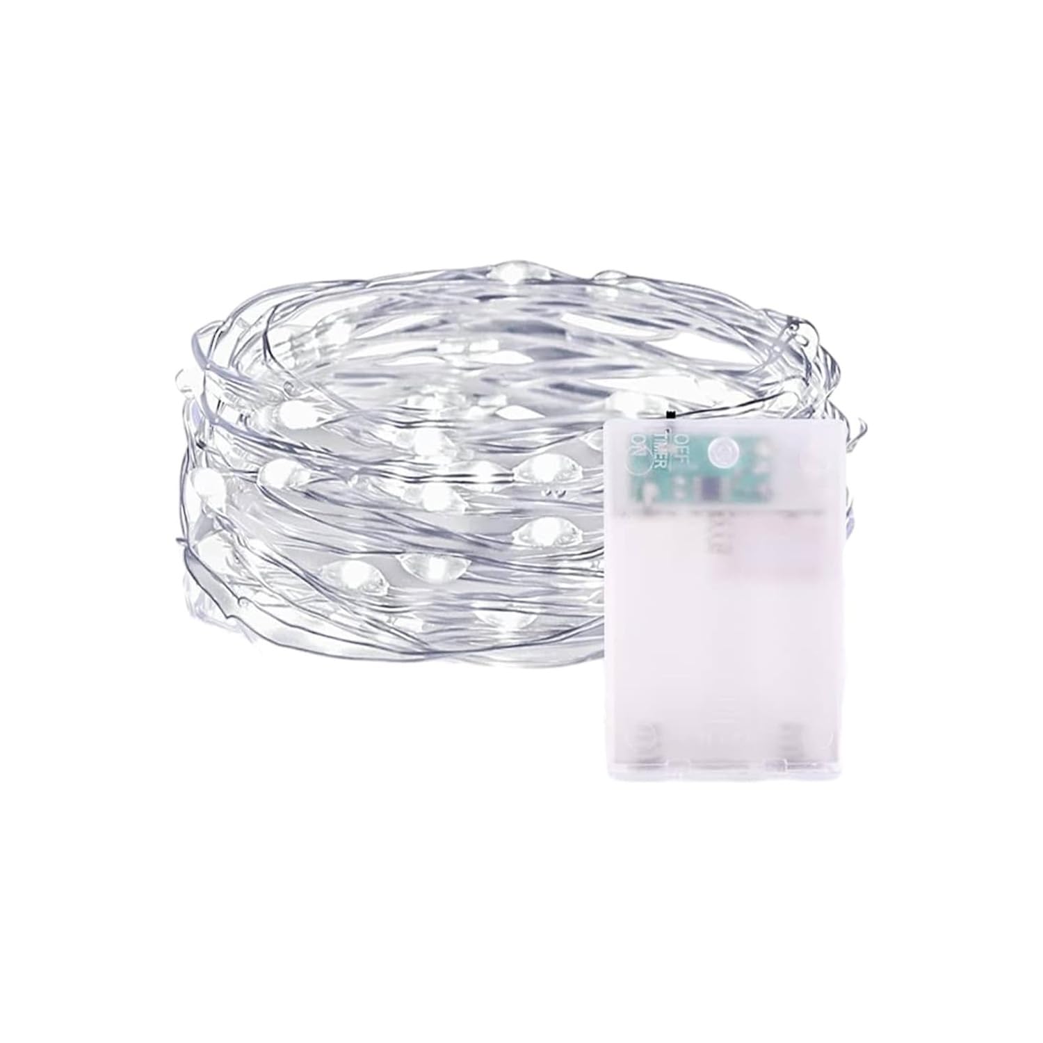 Guirnalda de luces LED con alambre de cobre, 4 m, pilas de botón, blanco frío, ideal para decoración en interiores y exteriores.